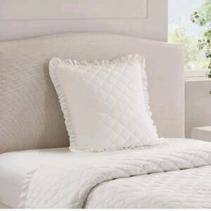 Armoire Collection Coquette Quilted Euro Sham ~ White ~ 26"X26"